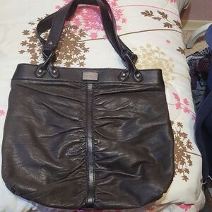 Simply Vera Vera Wang Dark Leather Shoulder Bag